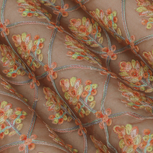 Colored Organza Embroidery Designer Fabric