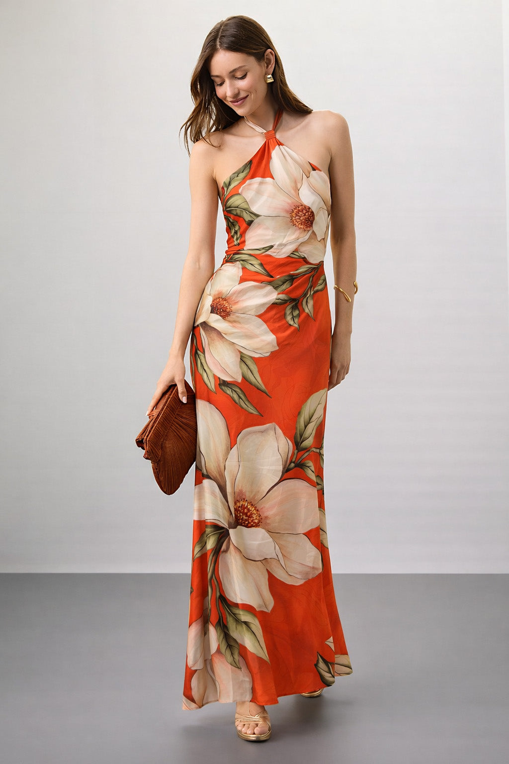 Floral Pattern Print Satin Fabric