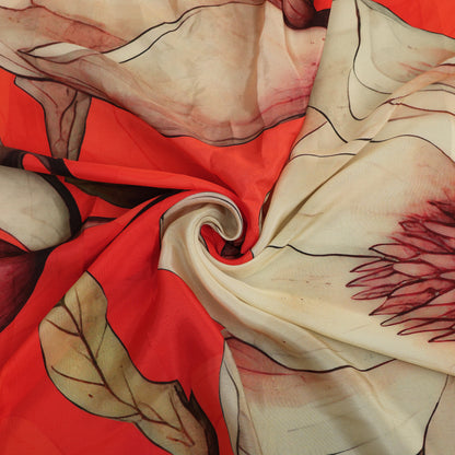 Floral Pattern Print Satin Fabric