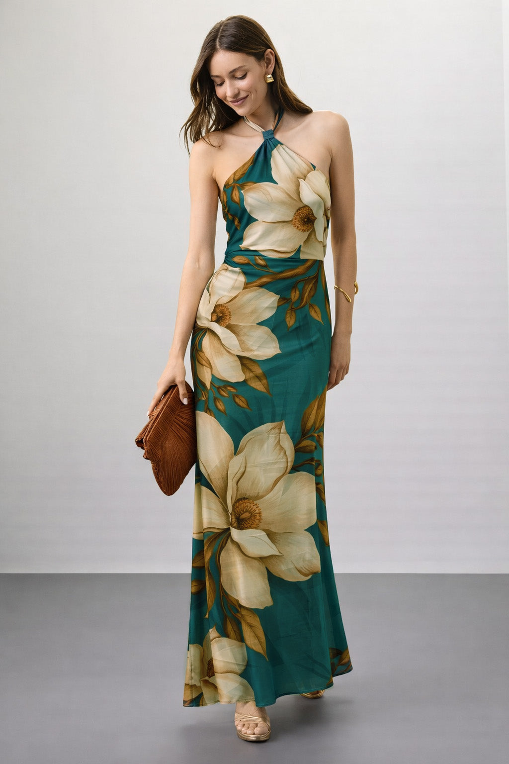 Floral Design Crepe Hydra Print Fabric