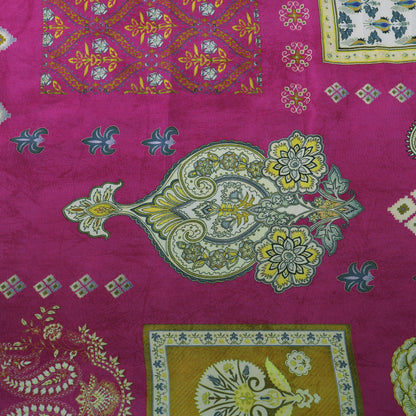 Pink Color Crepe Hydra Print Fabric