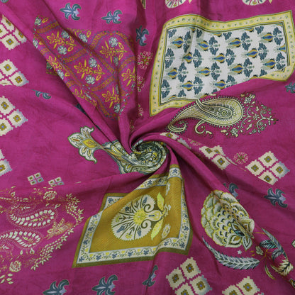 Pink Color Crepe Hydra Print Fabric