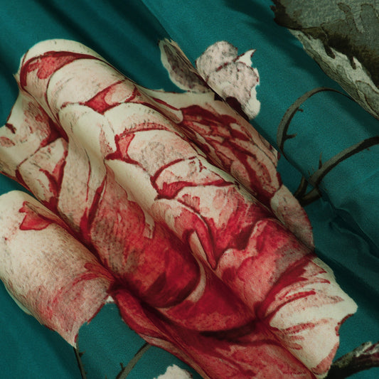 Floral Design Crepe Hydra Print Fabric