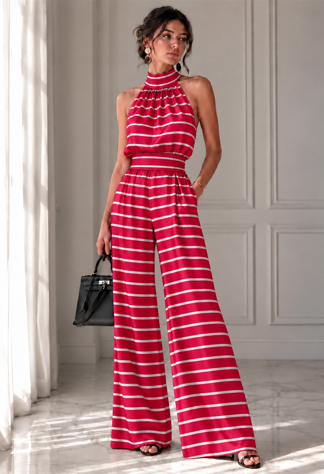 Modal Satin Dot Stripe Fabric
