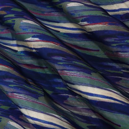 Blue Color Crepe Hydra Print Fabric