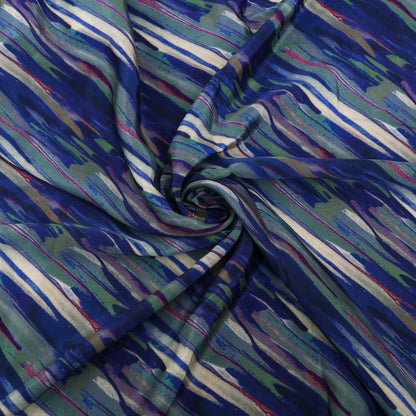 Blue Color Crepe Hydra Print Fabric