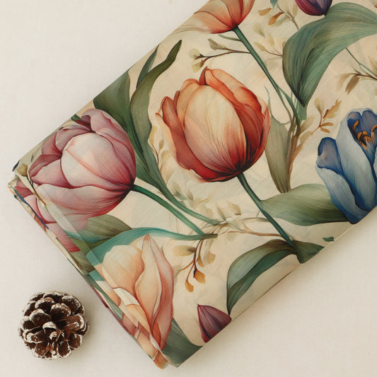Slub Satin Print Fabric