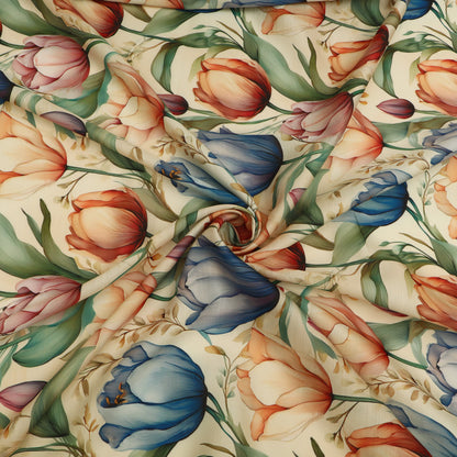 Slub Satin Print Fabric