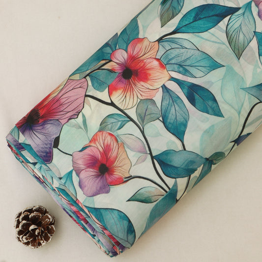 Slub Satin Print Fabric