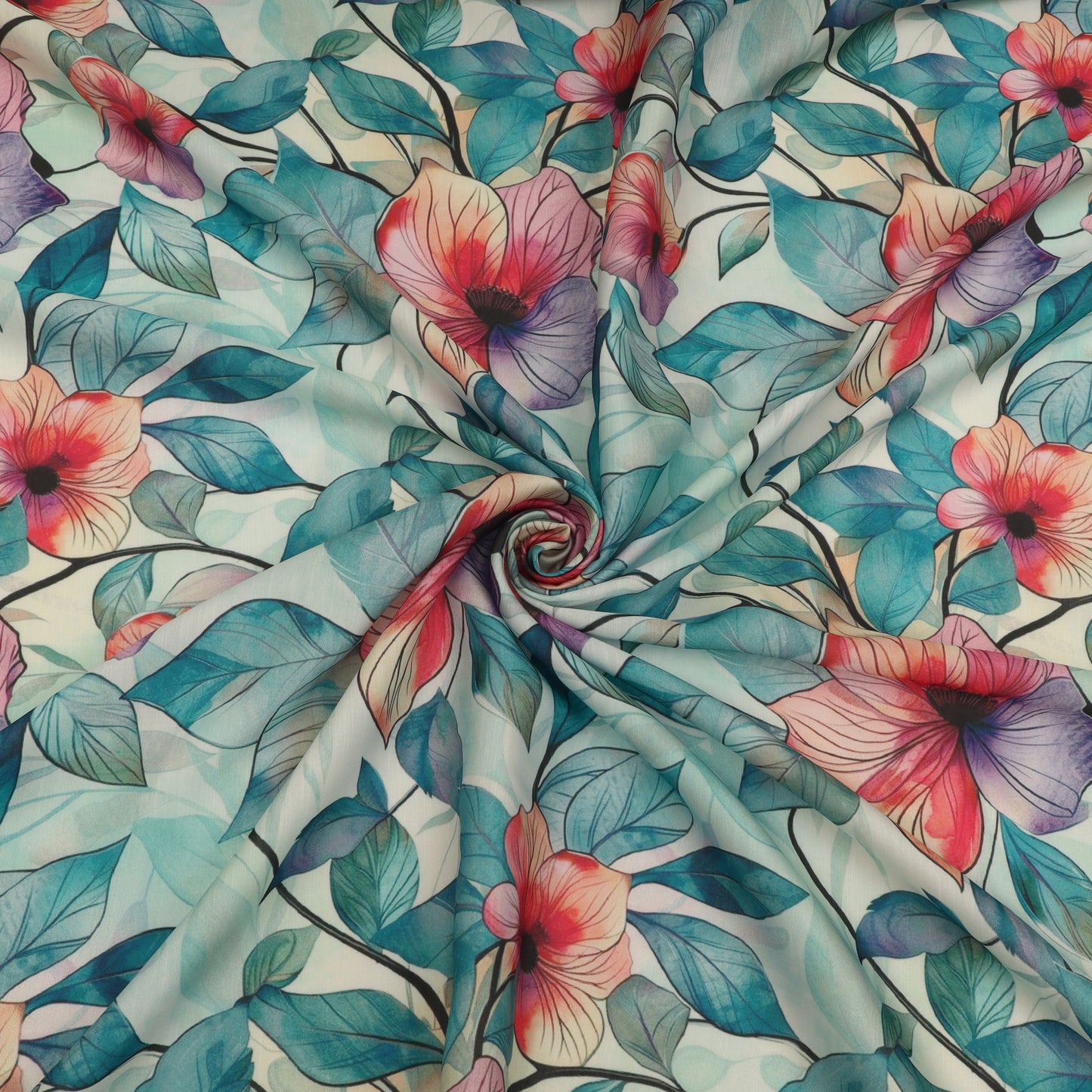 Slub Satin Print Fabric