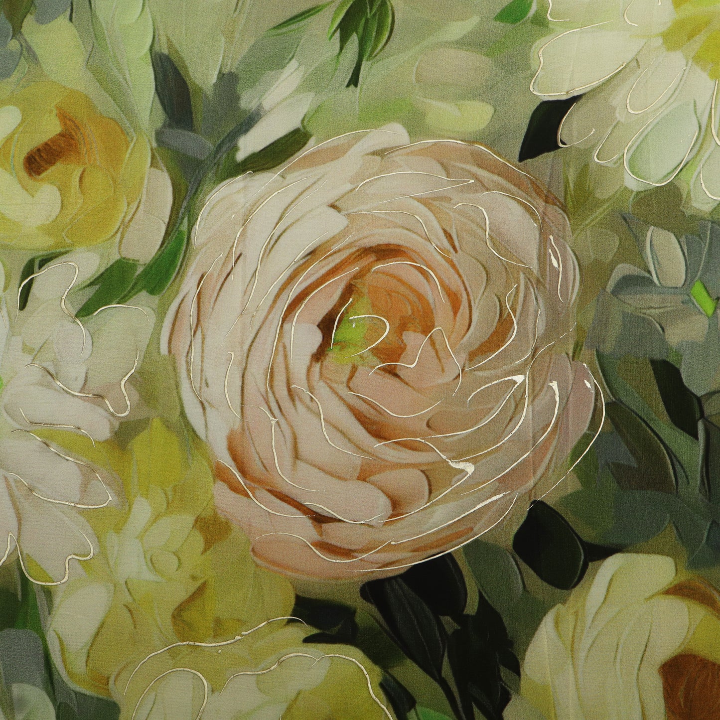 Crepe Printed Kupi Work Fabric