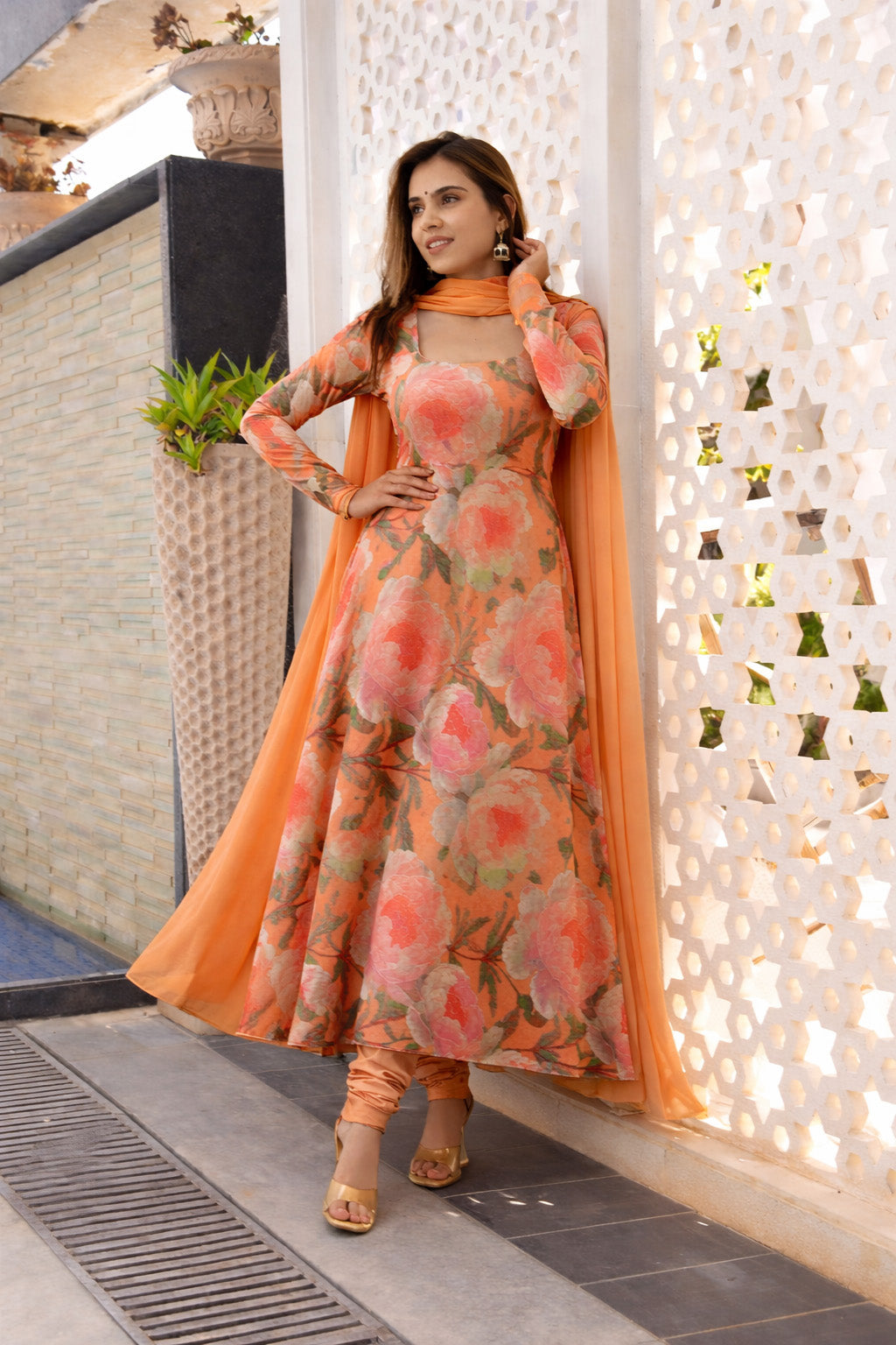 Chinon Chiffon Printed Kupi Work