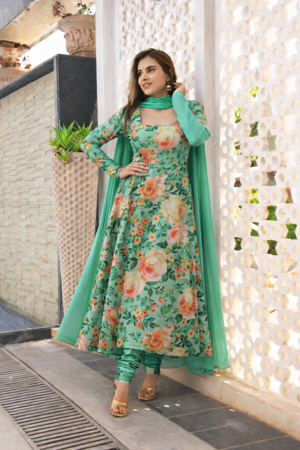 Chinon Chiffon Printed Kupi Work