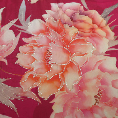 Pink Color Chinon Chiffon Printed Kupi Work