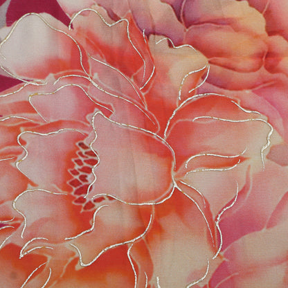 Pink Color Chinon Chiffon Printed Kupi Work