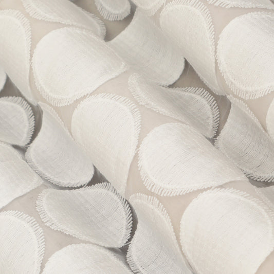 White Color Organza Embroidery Fabric Fabric