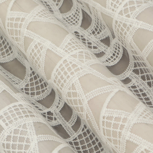 White Color Organza Embroidery Fabric Fabric