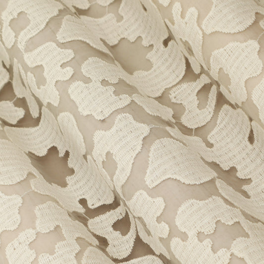 Off White Color Organza Embroidery Fabric Fabric