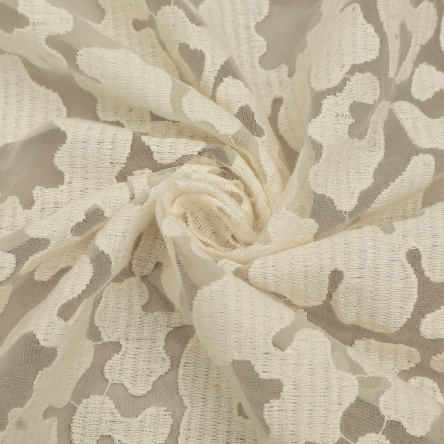 Off White Color Organza Embroidery Fabric Fabric