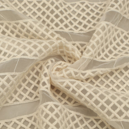 Off White Color Organza Embroidery Fabric Fabric