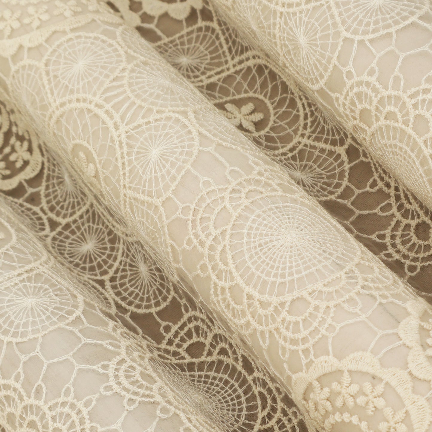 Off White Color Organza Embroidery Fabric Fabric