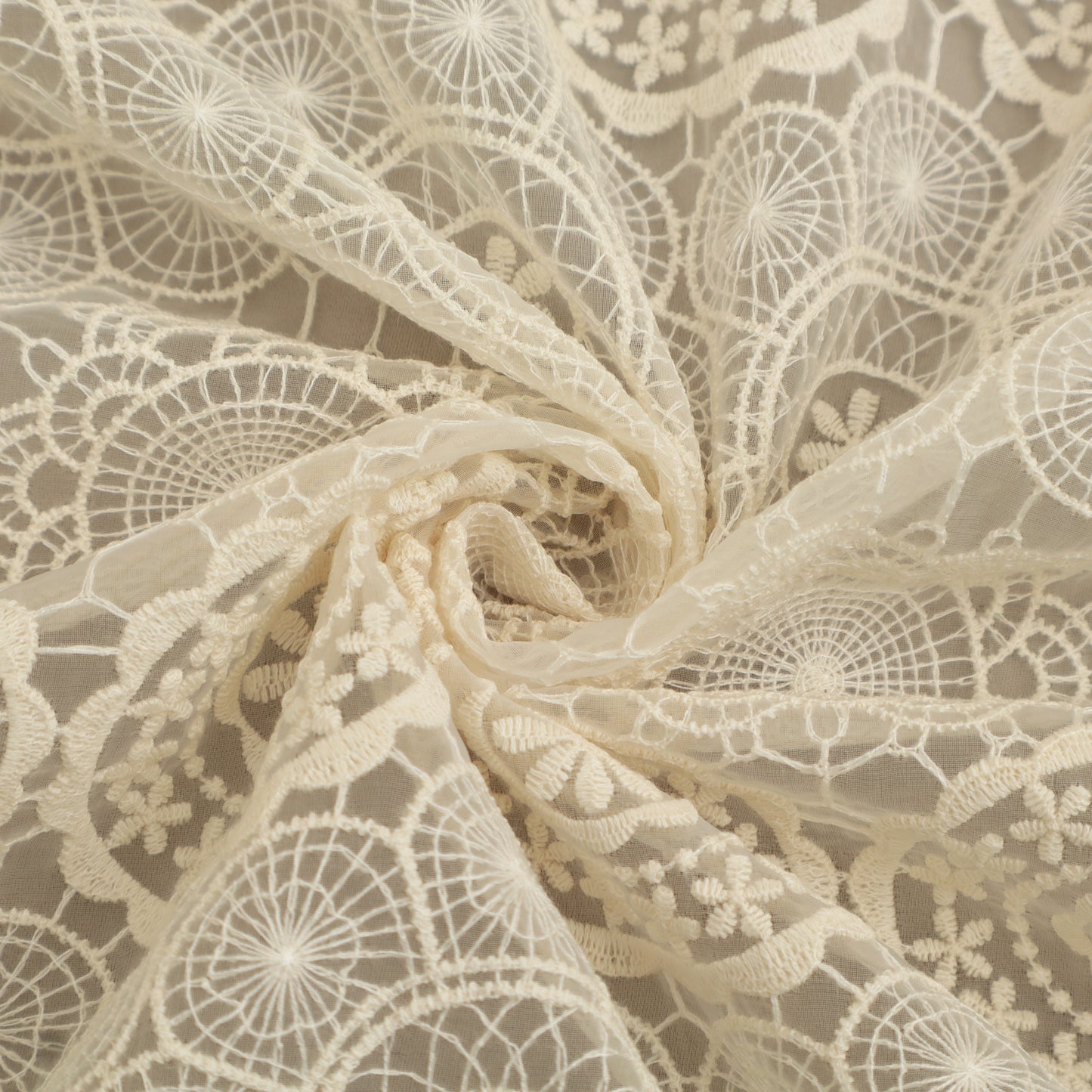 Off White Color Organza Embroidery Fabric Fabric