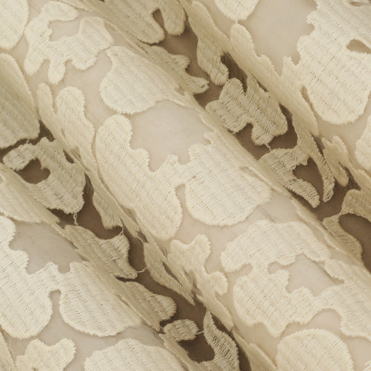 Off White Color Organza Embroidery Fabric Fabric