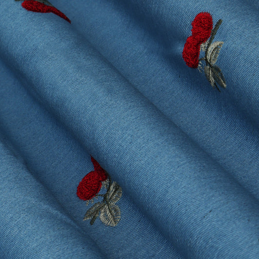 Colored Denim Embroidery Fabric