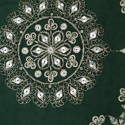 Bottle Green Color Georgette Embroidery Fabric