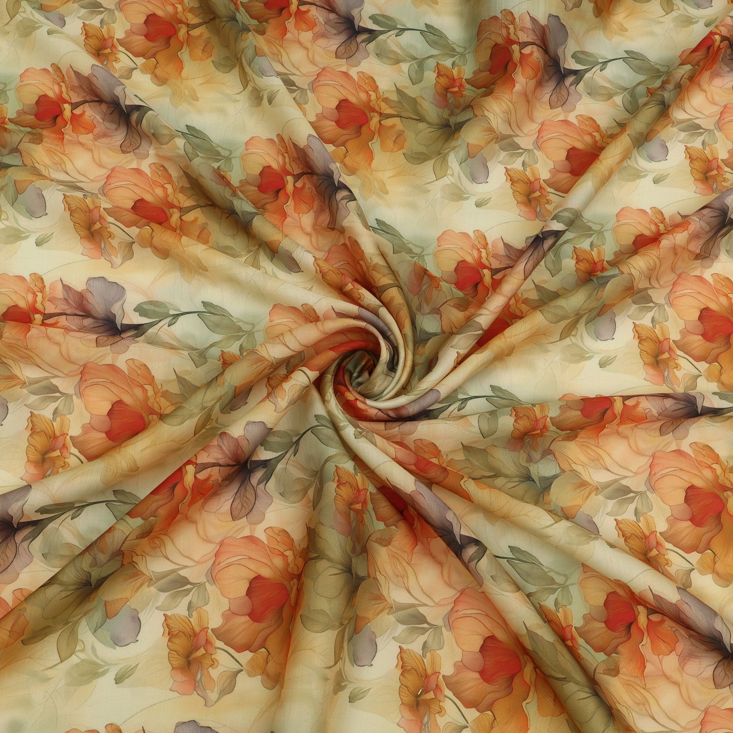 Slub Satin Print Fabric