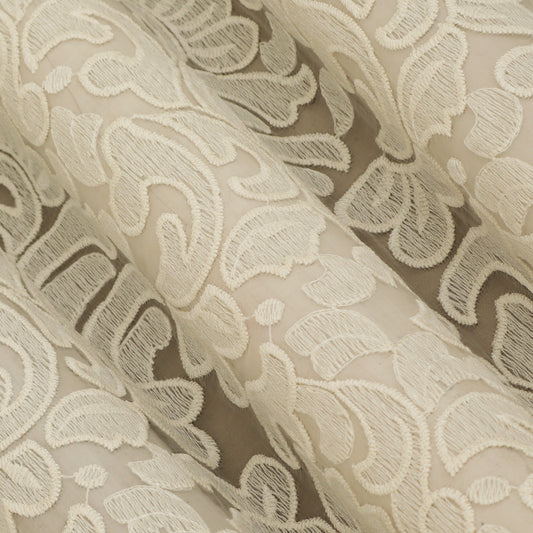 Off White Color Organza Embroidery Fabric Fabric