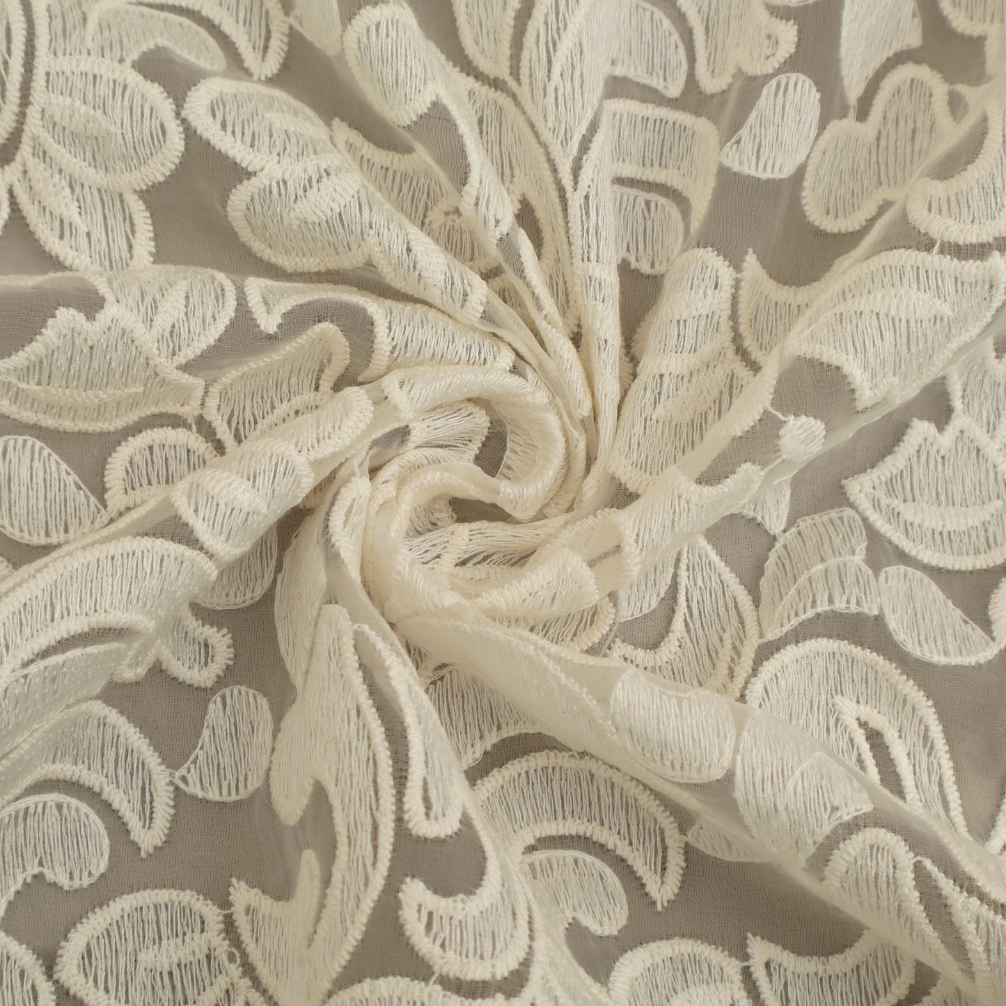 Off White Color Organza Embroidery Fabric Fabric