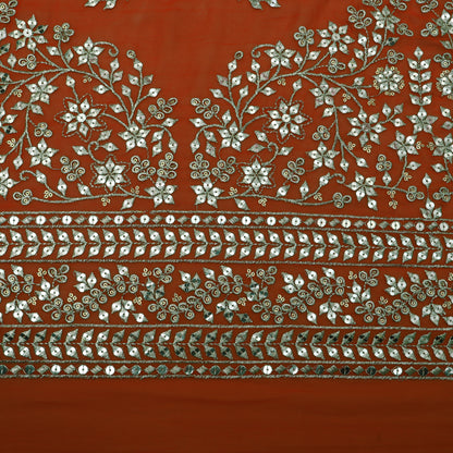 Orange Color Georgette Embroidery Fabric
