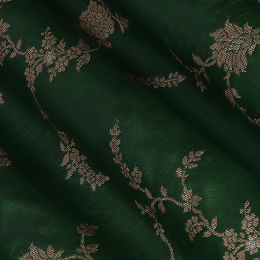 Bottle Green Color Brocade Fabric