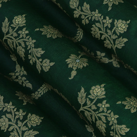 Bottle Green Color Brocade Fabric