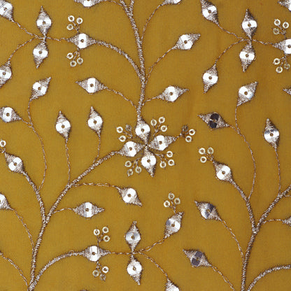 Yellow Color Georgette Embroidery Fabric