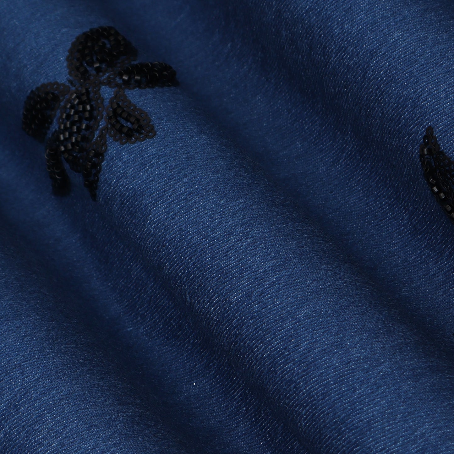 Blue Color Denim Embroidery Fabric