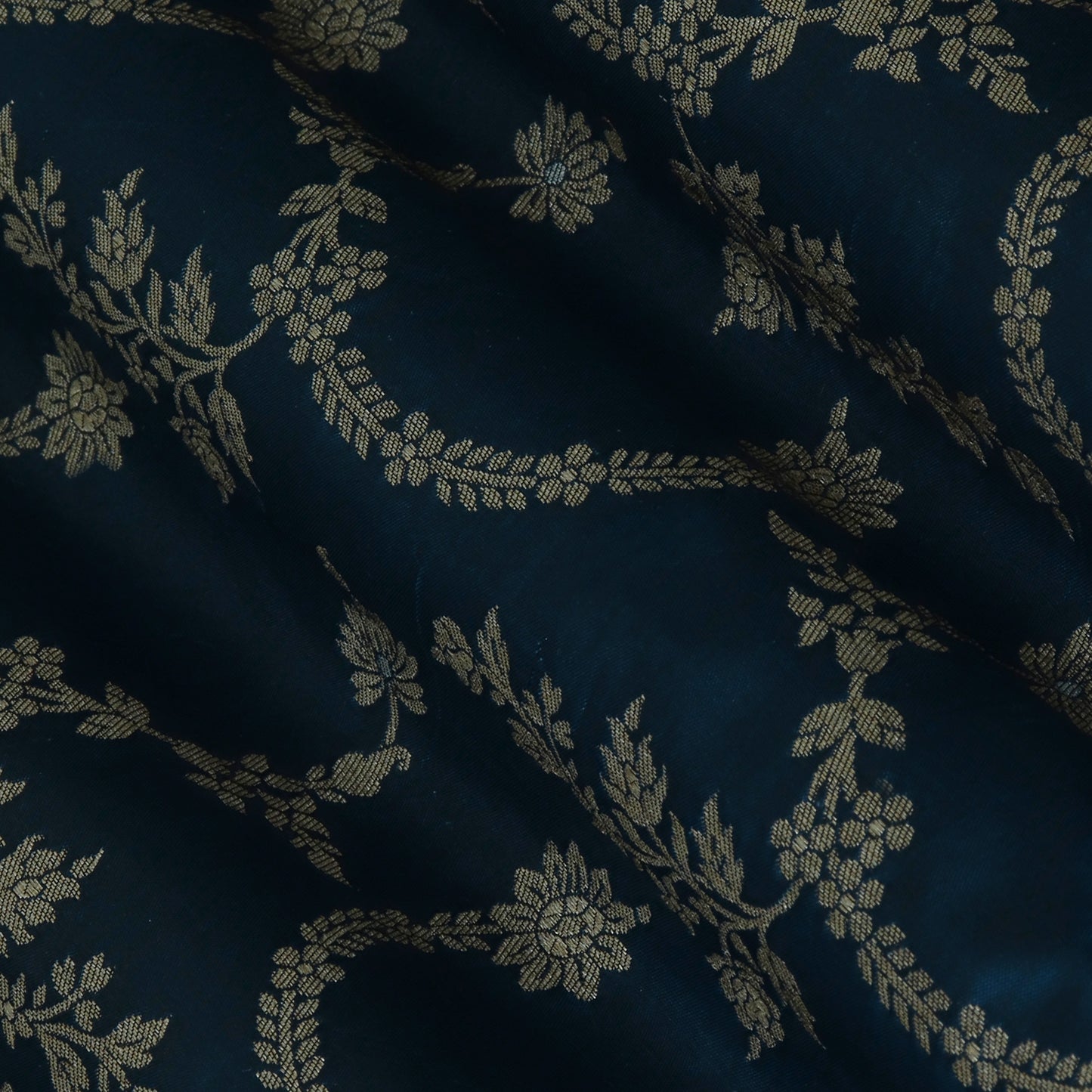 Teal Blue Color Brocade Fabric