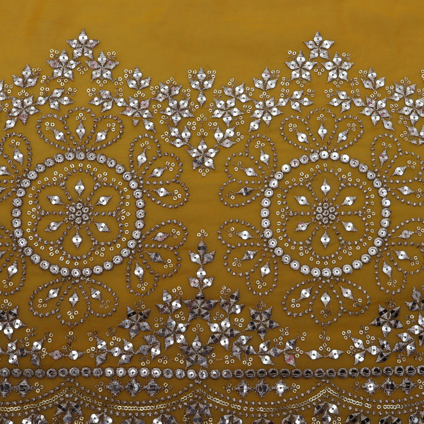 Yellow Color Georgette Embroidery Fabric