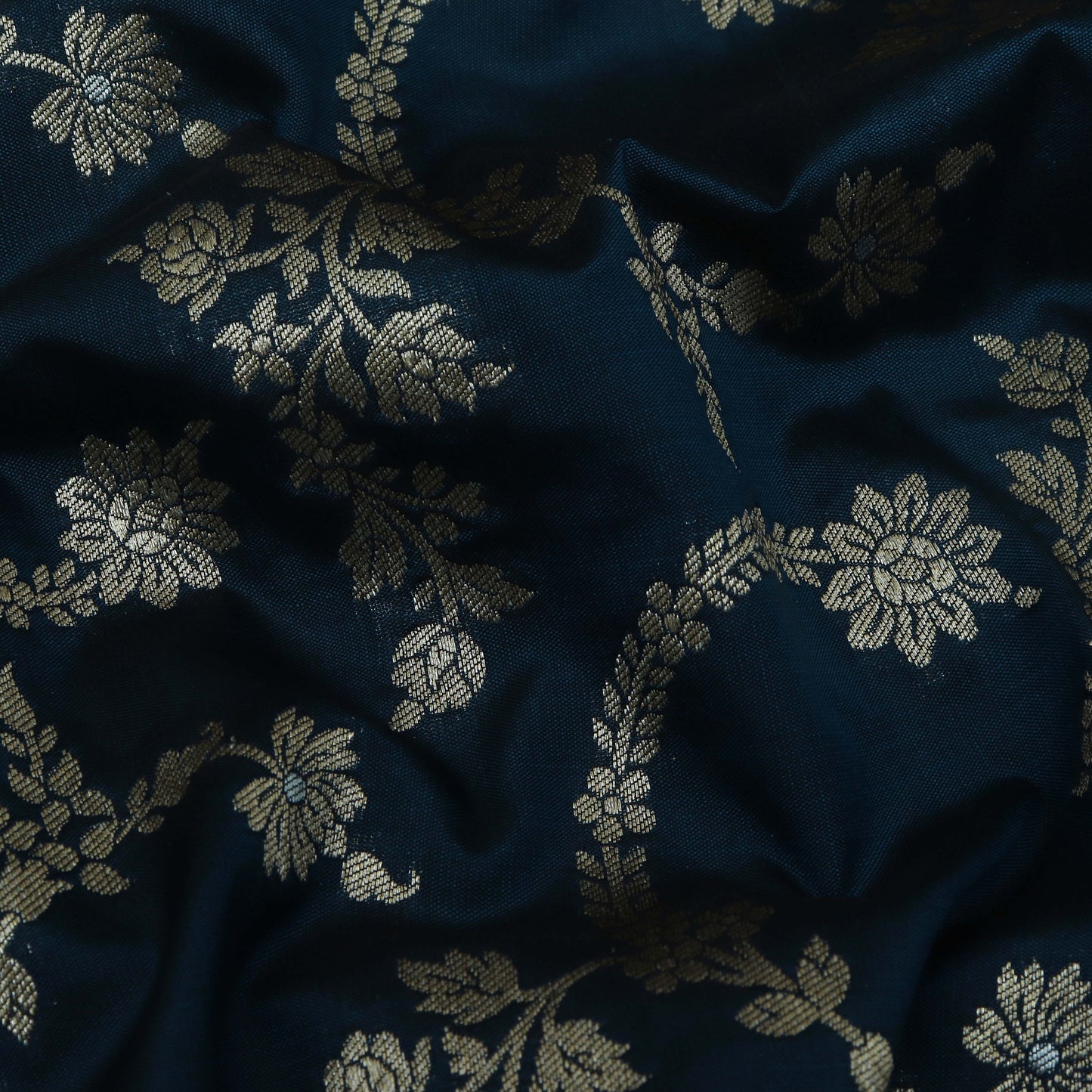 Teal Blue Color Brocade Fabric