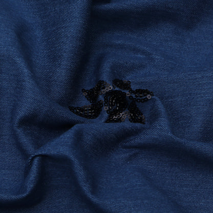 Blue Color Denim Embroidery Fabric