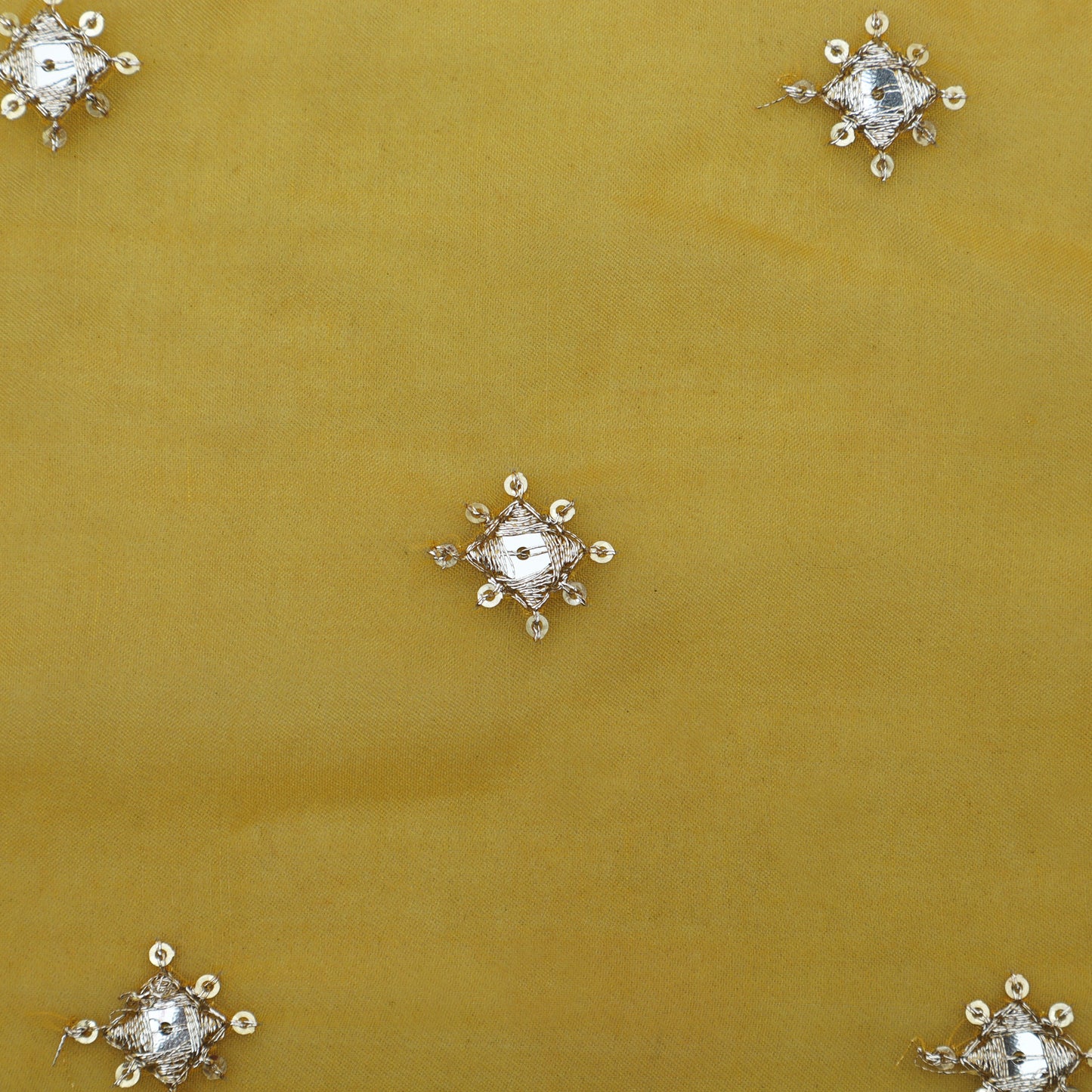 Yellow Color Organza Embroidery Fabric