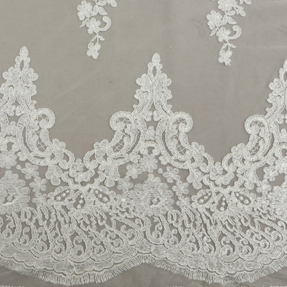 White Color Net Embroidery Fabric