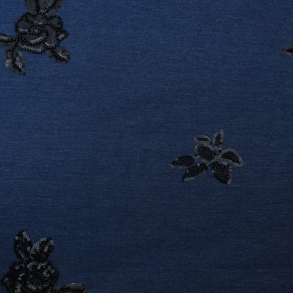 Blue Color Denim Embroidery Fabric