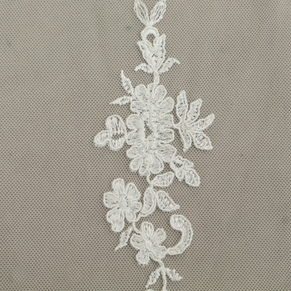 White Color Net Embroidery Fabric