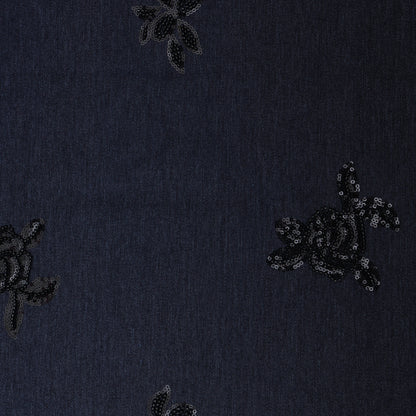 Blue Color Denim Embroidery Fabric