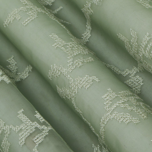 Mint Green Color Organza Embroidery Fabric