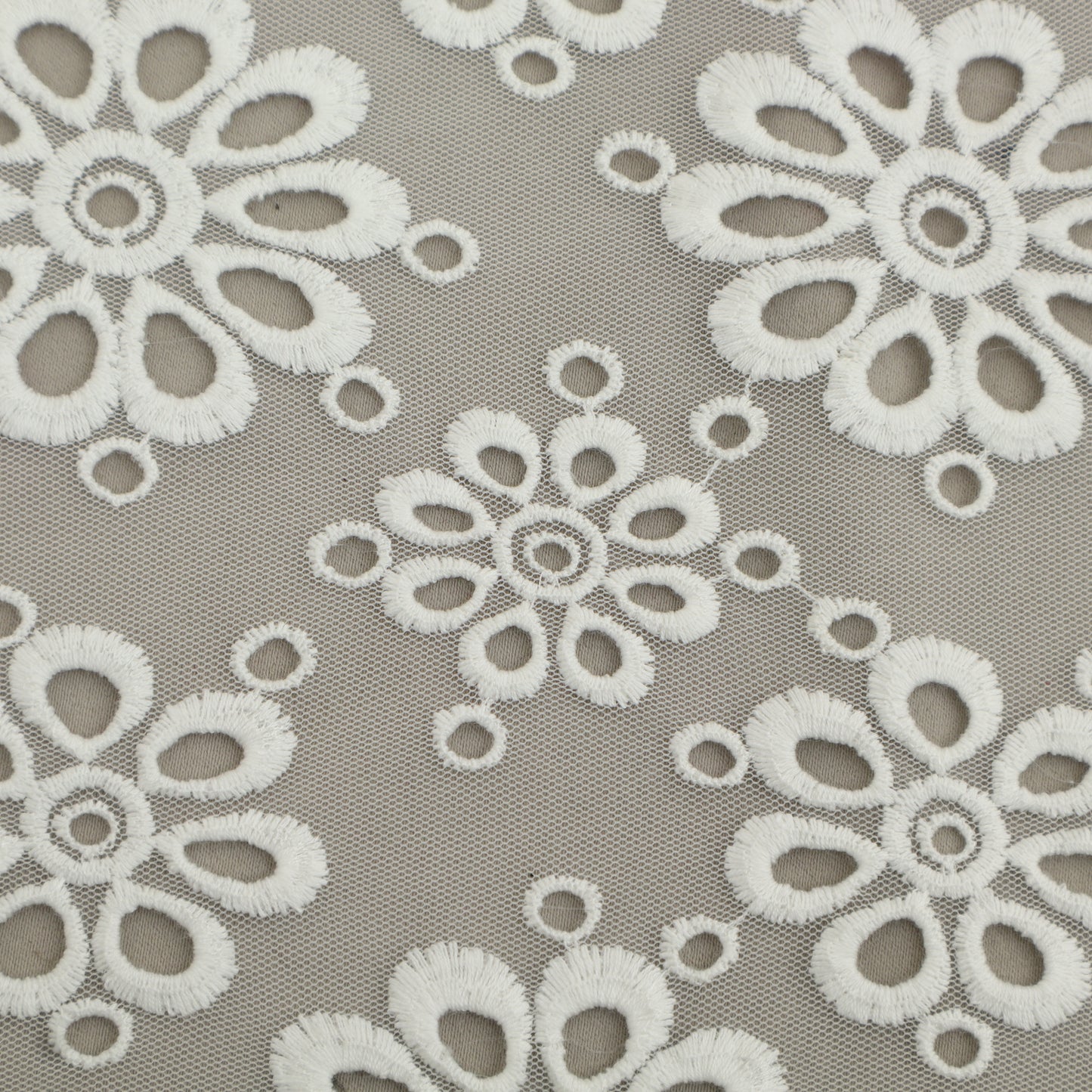 White Color Net Embroidery Fabric