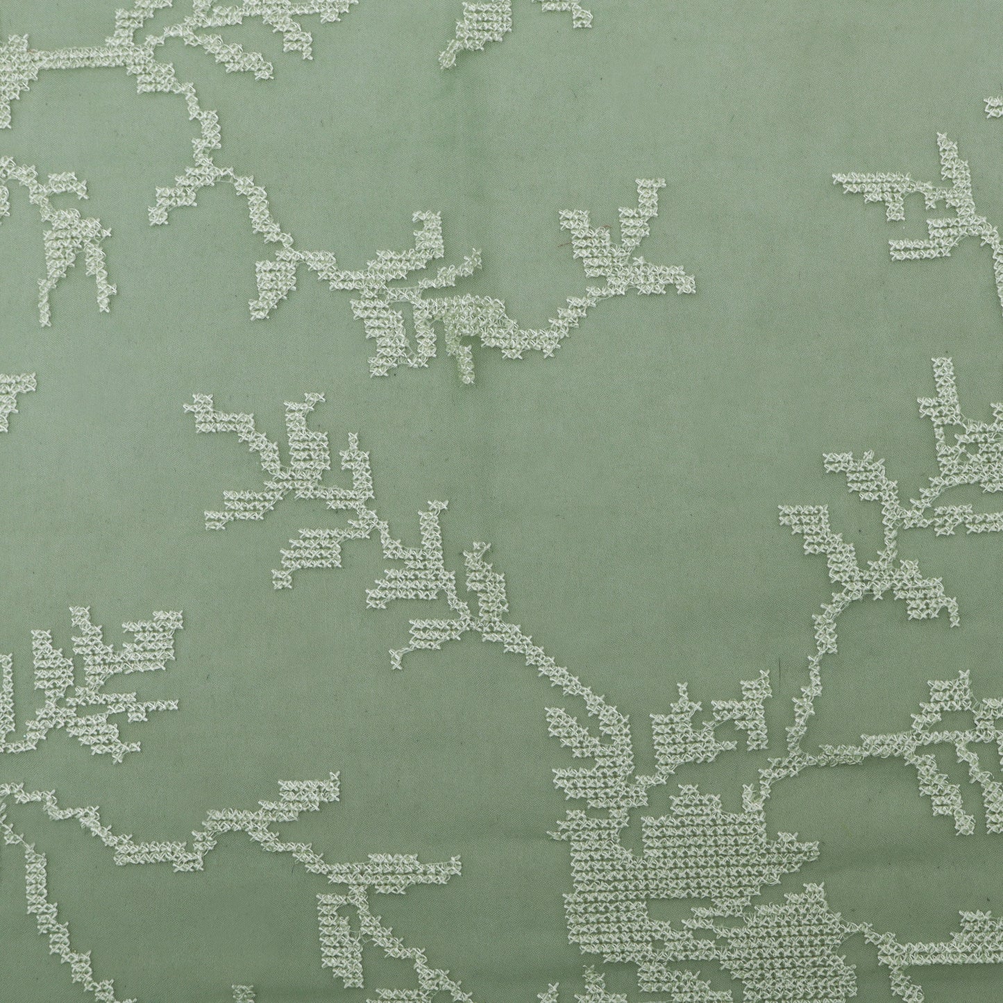 Mint Green Color Organza Embroidery Fabric