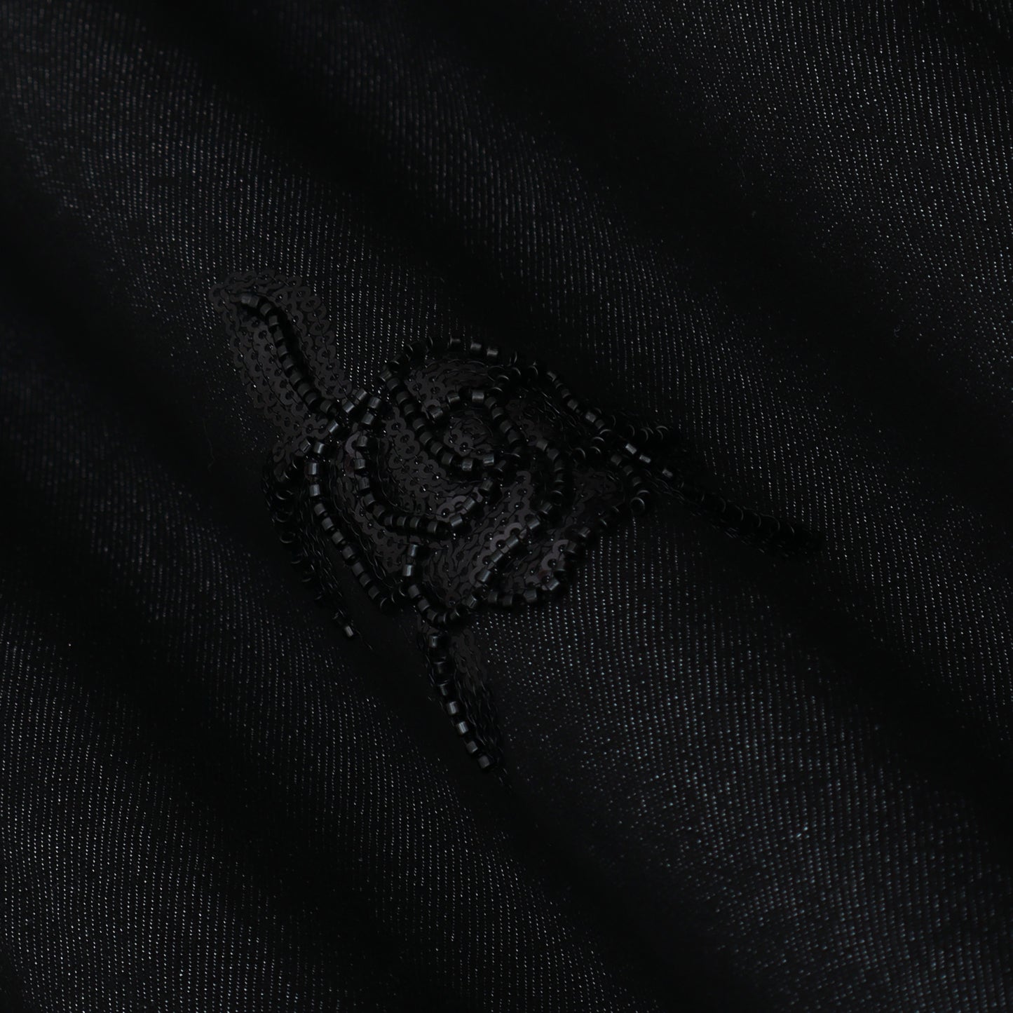 Black Color Denim Embroidery Fabric